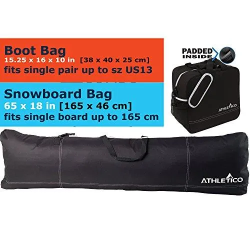 Athletico Padded Two-Piece Snowboard and Boot Bag Combo