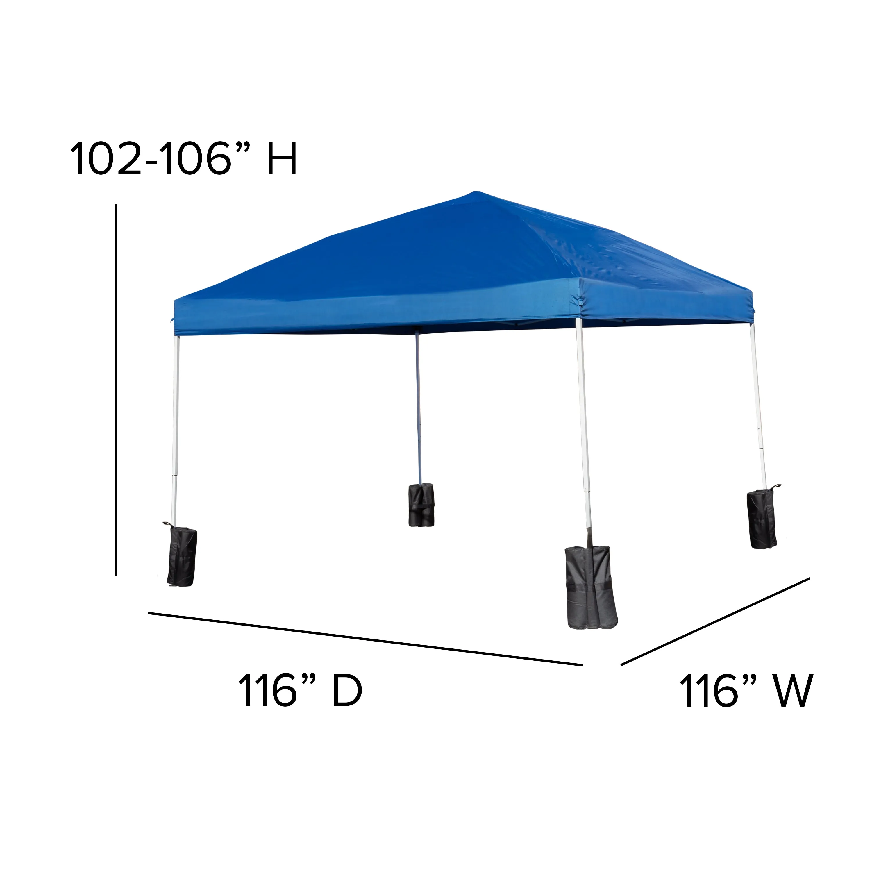 Harris 10'x10' Blue Pop Up Event Straight Leg Canopy Tent with Sandbags and Wheeled Case