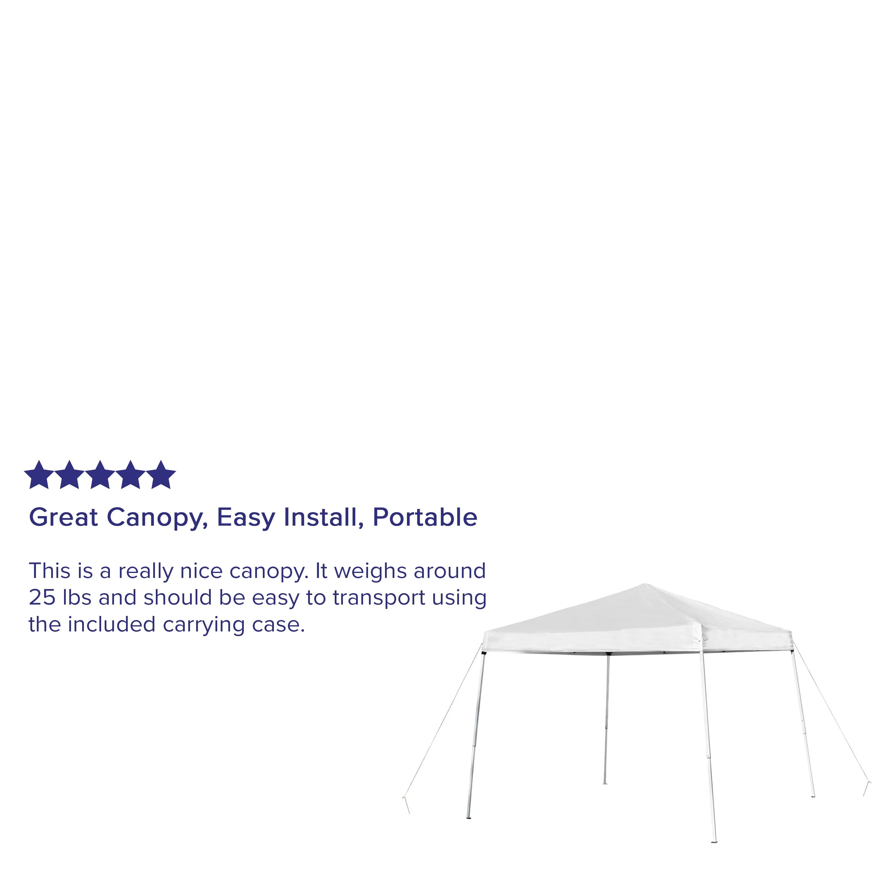 Harris 10'x10' White Outdoor Pop Up Event Slanted Leg Canopy Tent with Carry Bag