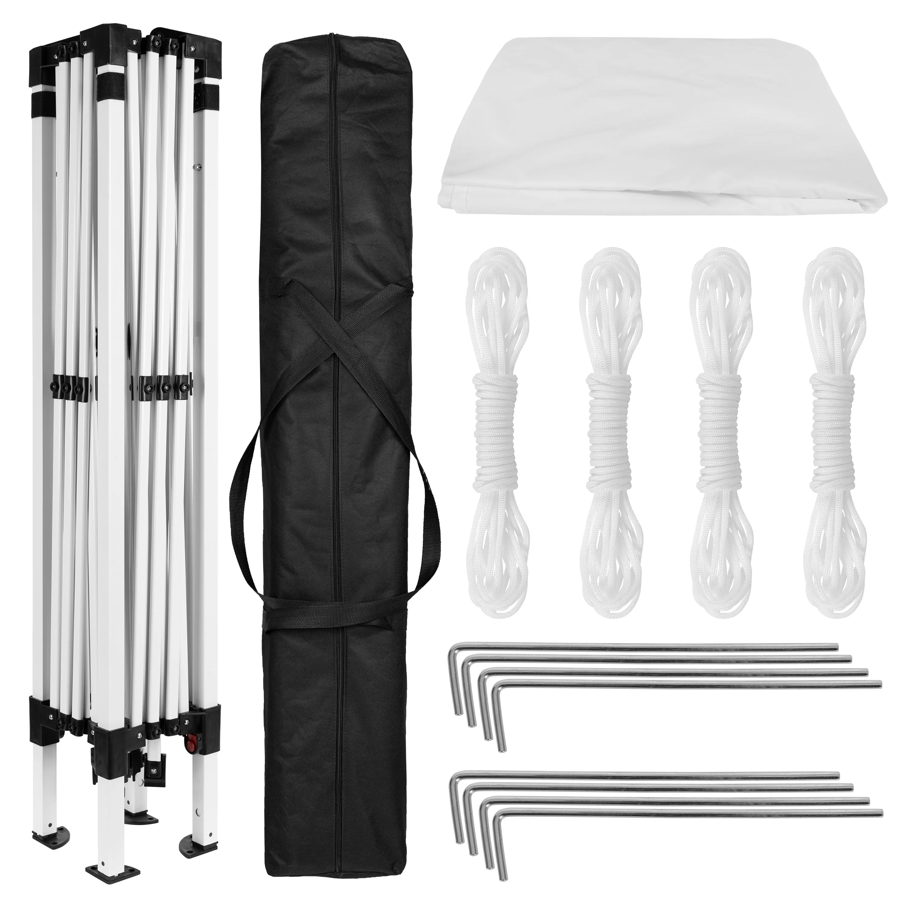 Harris 10'x10' White Outdoor Pop Up Event Slanted Leg Canopy Tent with Carry Bag