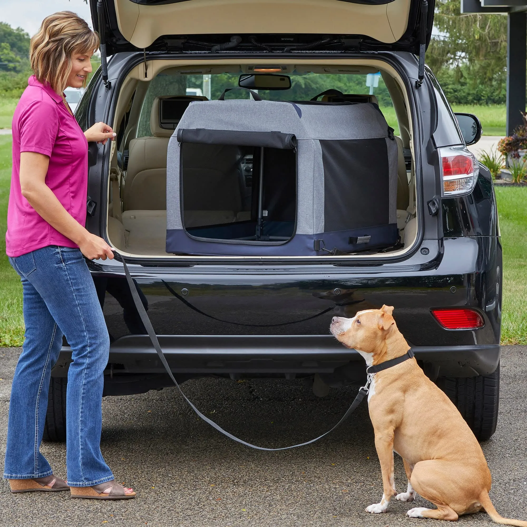 Midwest Canine Camper Pop-Up Tent Soft Folding Dog Crate - Gray - 36" X 25.5" X 28" In