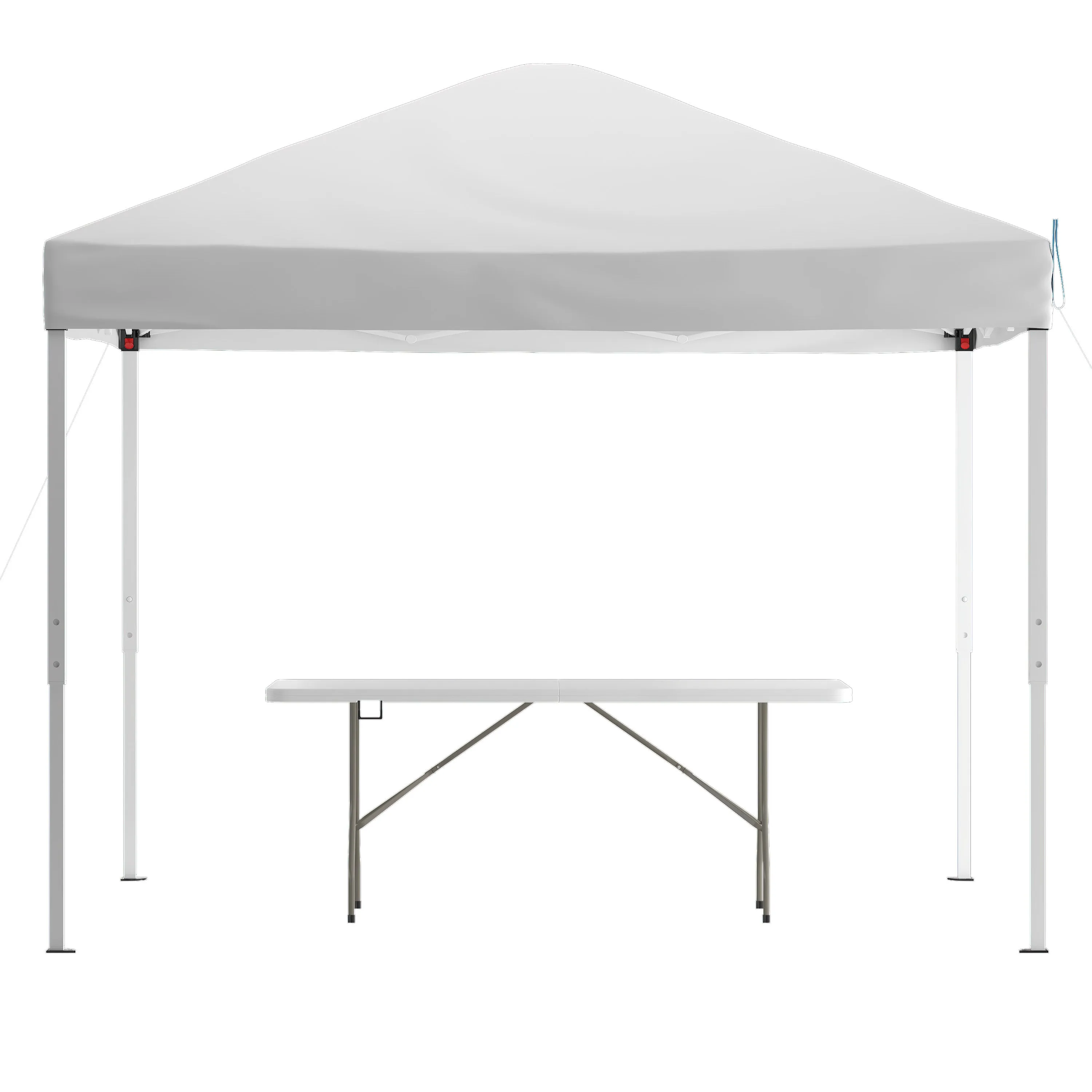 Otis 10'x10' White Pop Up Event Canopy Tent with Carry Bag and 6-Foot Bi-Fold Folding Table with Carrying Handle - Tailgate Tent Set