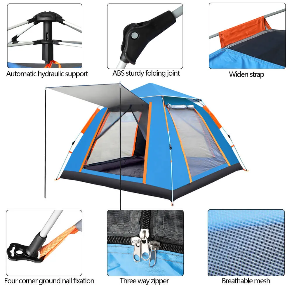Pop-Up Camping Tent with/2 Poles Outdoor Family Camping Tent