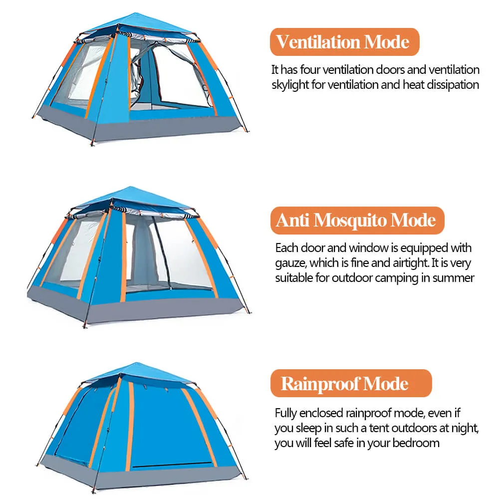 Pop-Up Camping Tent with/2 Poles Outdoor Family Camping Tent