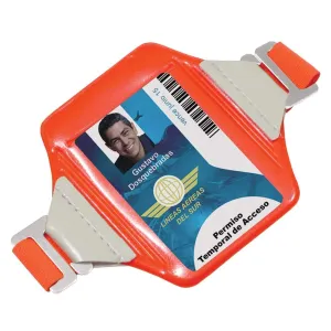 Reflective Bright Orange Arm Badge Holder with Glow-in-the-Dark Tabs and Included Armband