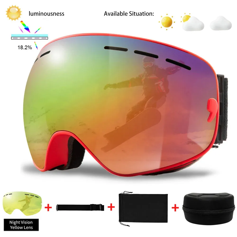 Ski Goggles Men Women Snowboard Glasses Winter Outdoor Sport Snowmobile Sunglasses Uv400 Double Layers Lens Anti-Fog Skiing Gogg