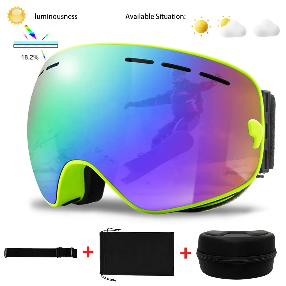 Ski Goggles Men Women Snowboard Glasses Winter Outdoor Sport Snowmobile Sunglasses Uv400 Double Layers Lens Anti-Fog Skiing Gogg