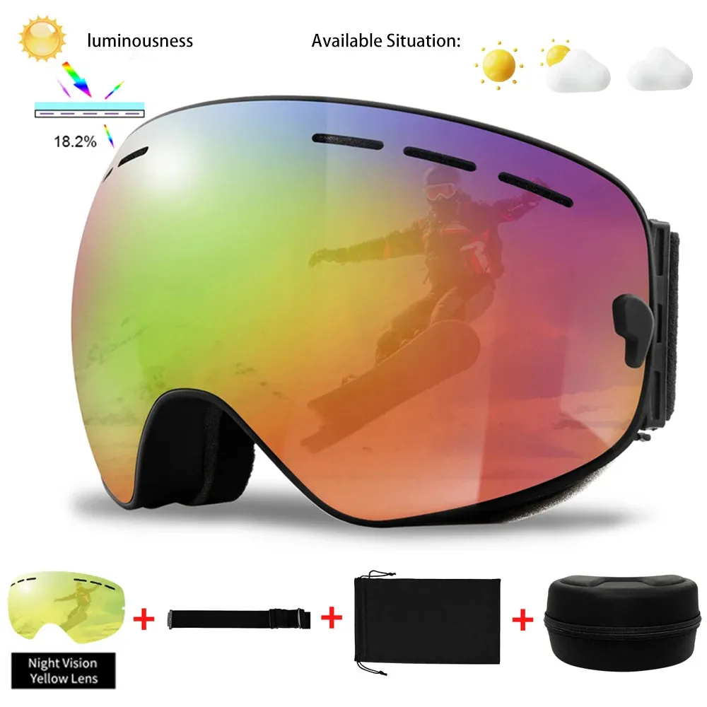 Ski Goggles Men Women Snowboard Glasses Winter Outdoor Sport Snowmobile Sunglasses Uv400 Double Layers Lens Anti-Fog Skiing Gogg