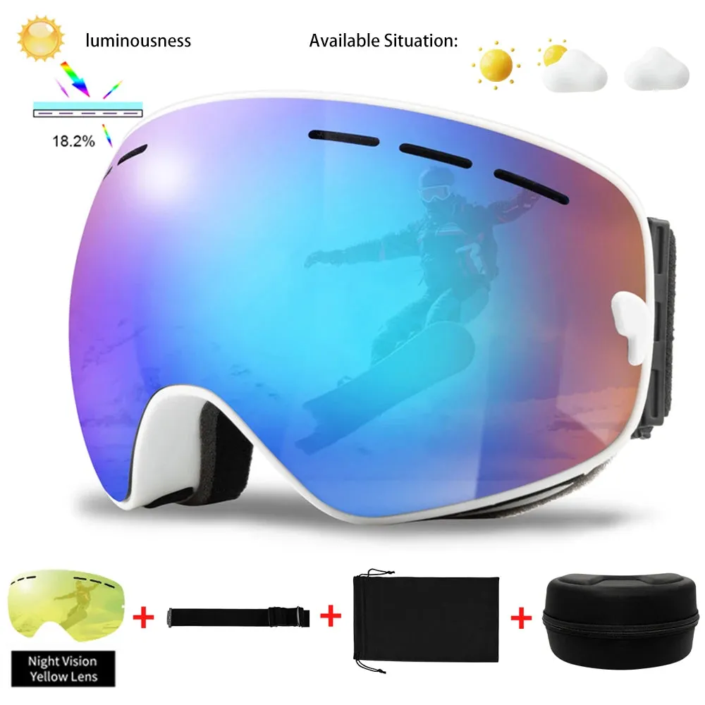 Ski Goggles Men Women Snowboard Glasses Winter Outdoor Sport Snowmobile Sunglasses Uv400 Double Layers Lens Anti-Fog Skiing Gogg