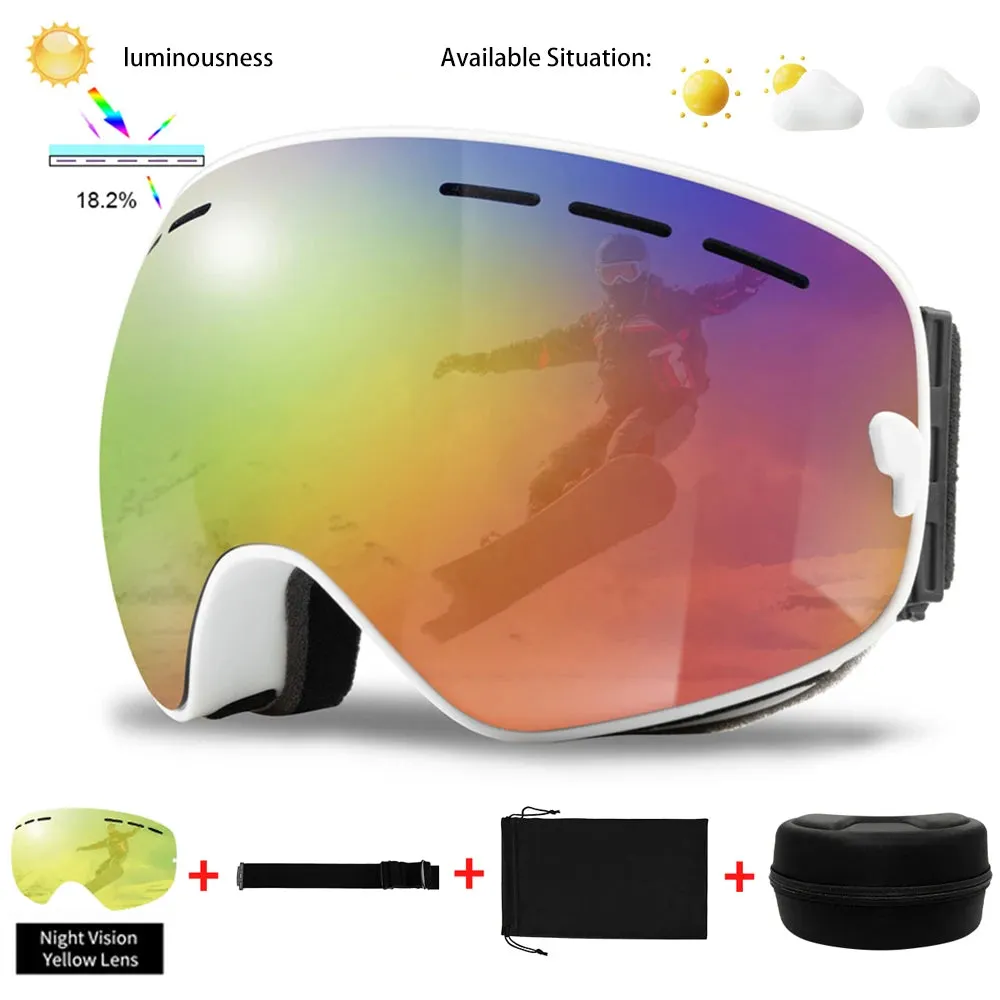 Ski Goggles Men Women Snowboard Glasses Winter Outdoor Sport Snowmobile Sunglasses Uv400 Double Layers Lens Anti-Fog Skiing Gogg
