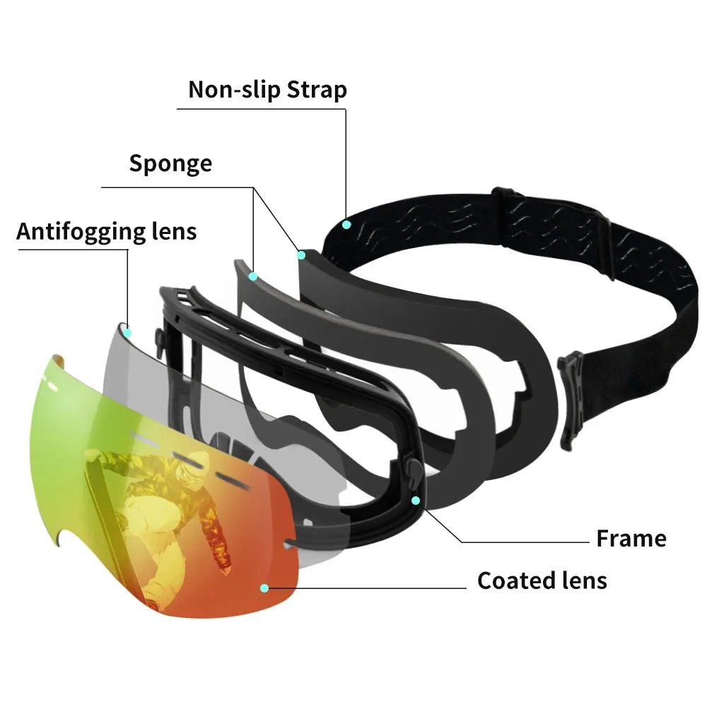 Ski Goggles Men Women Snowboard Glasses Winter Outdoor Sport Snowmobile Sunglasses Uv400 Double Layers Lens Anti-Fog Skiing Gogg