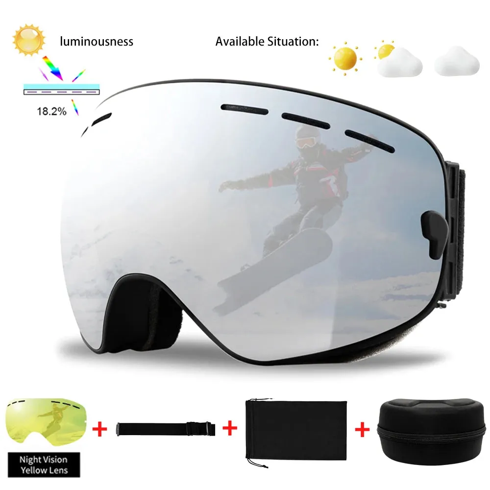 Ski Goggles Men Women Snowboard Glasses Winter Outdoor Sport Snowmobile Sunglasses Uv400 Double Layers Lens Anti-Fog Skiing Gogg