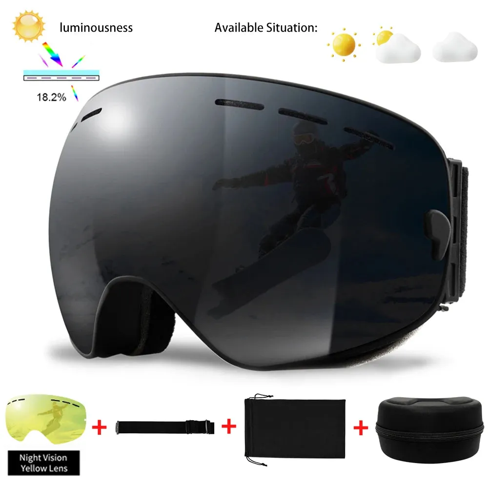 Ski Goggles Men Women Snowboard Glasses Winter Outdoor Sport Snowmobile Sunglasses Uv400 Double Layers Lens Anti-Fog Skiing Gogg