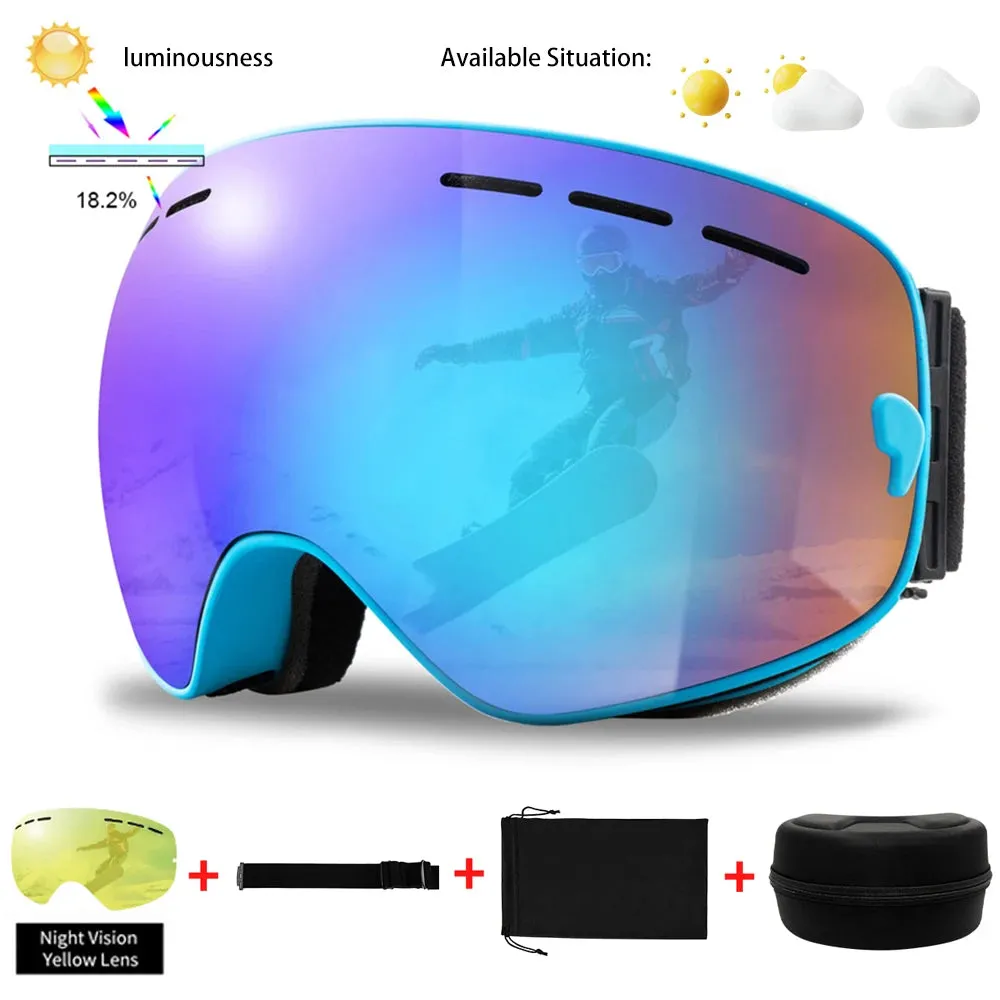 Ski Goggles Men Women Snowboard Glasses Winter Outdoor Sport Snowmobile Sunglasses Uv400 Double Layers Lens Anti-Fog Skiing Gogg