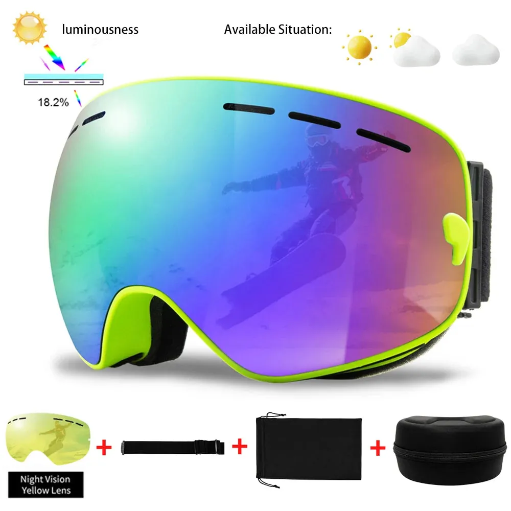 Ski Goggles Men Women Snowboard Glasses Winter Outdoor Sport Snowmobile Sunglasses Uv400 Double Layers Lens Anti-Fog Skiing Gogg