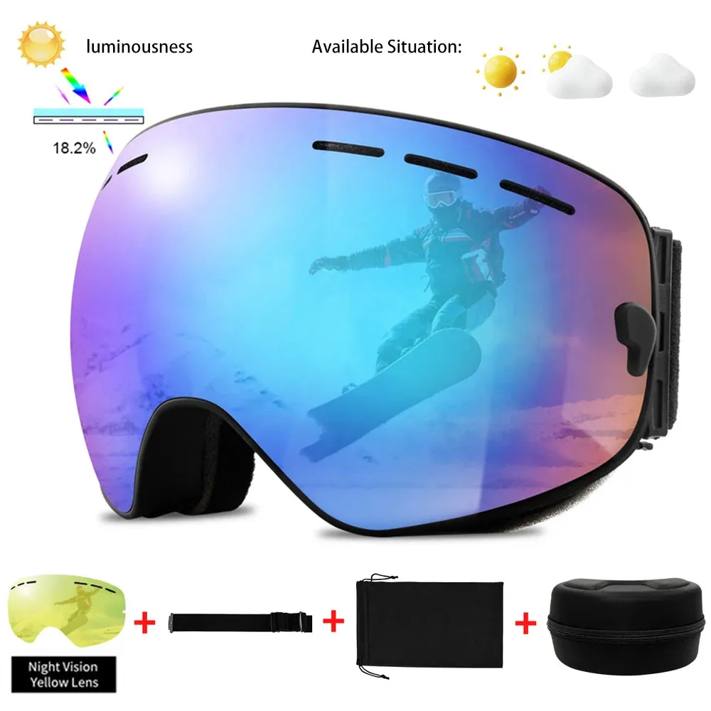 Ski Goggles Men Women Snowboard Glasses Winter Outdoor Sport Snowmobile Sunglasses Uv400 Double Layers Lens Anti-Fog Skiing Gogg