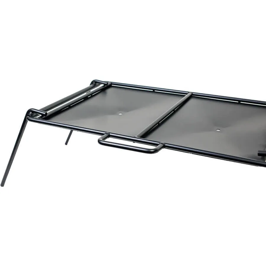Solid Flat Plate BBQ for Camping | Flaming Coals