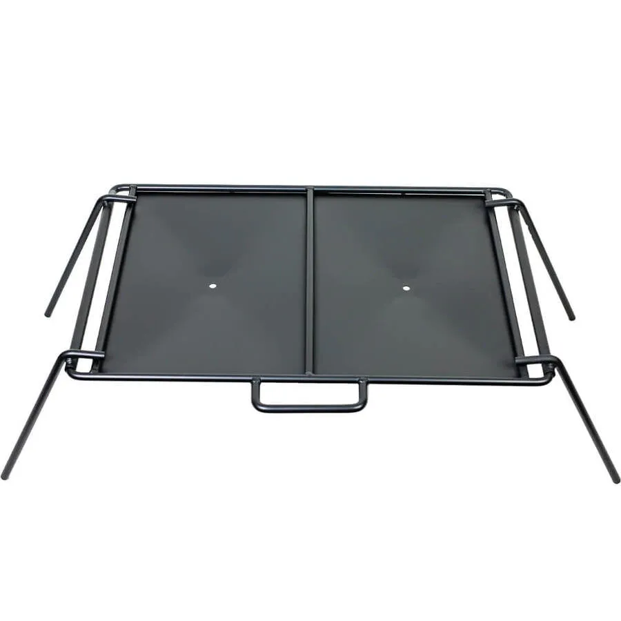 Solid Flat Plate BBQ for Camping | Flaming Coals