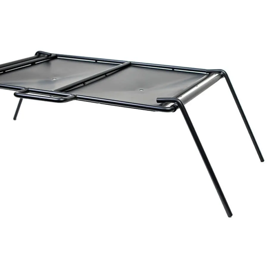 Solid Flat Plate BBQ for Camping | Flaming Coals