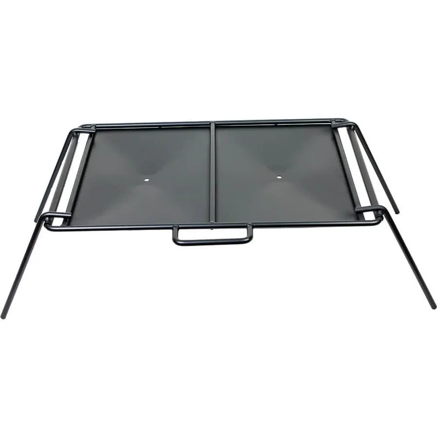 Solid Flat Plate BBQ for Camping | Flaming Coals