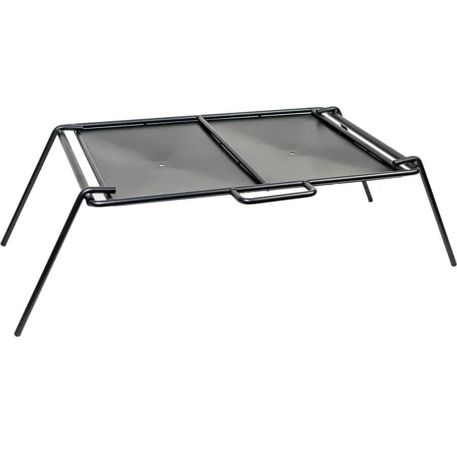 Solid Flat Plate BBQ for Camping | Flaming Coals