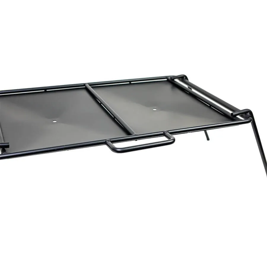 Solid Flat Plate BBQ for Camping | Flaming Coals