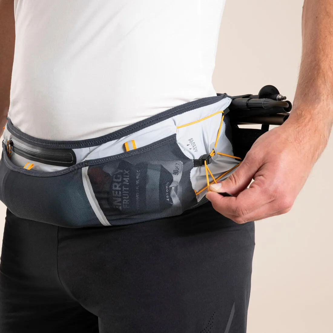 Trail Running Hydration Belt - Pole Holder   Waterproof Smartphone Pocket
