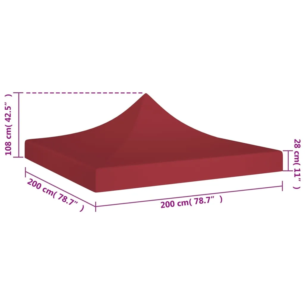 vidaXL Party Tent Roof 2x2 m Burgundy 270 g/m²